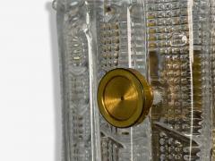 Carl Fagerlund Carl Fagerlund Textured Glass Brass Large Wall Sconce Sweden 1940s - 4212503