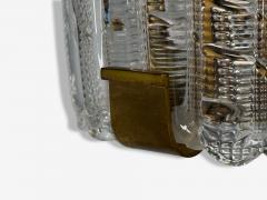 Carl Fagerlund Carl Fagerlund Textured Glass Brass Large Wall Sconce Sweden 1940s - 4212506
