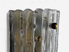 Carl Fagerlund Carl Fagerlund Textured Glass Brass Large Wall Sconces Sweden 1940s - 4314179