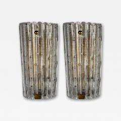 Carl Fagerlund Carl Fagerlund Textured Glass Brass Large Wall Sconces Sweden 1940s - 4319299