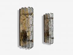 Carl Fagerlund Carl Fagerlund Textured Glass Brass Wall Lights Sweden 1960s - 4212443