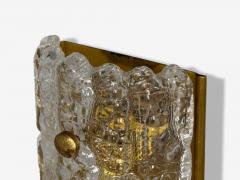 Carl Fagerlund Carl Fagerlund Textured Glass Brass Wall Lights Sweden 1960s - 4212448