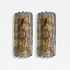 Carl Fagerlund Carl Fagerlund Textured Glass Brass Wall Lights Sweden 1960s - 4213905