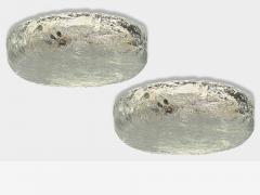 Carl Fagerlund Carl Fagerlund Textured Glass Nickel Flush Mount Fixtures Sweden 1950s - 4216232