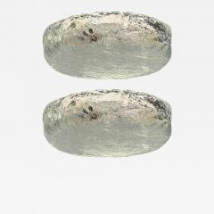 Carl Fagerlund Carl Fagerlund Textured Glass Nickel Flush Mount Fixtures Sweden 1950s - 4217357