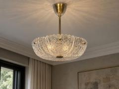 Carl Fagerlund Chandelier Textured Glass Brass Sweden 1960s - 4768512