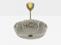 Carl Fagerlund Chandelier Textured Glass Brass Sweden 1960s - 4768514