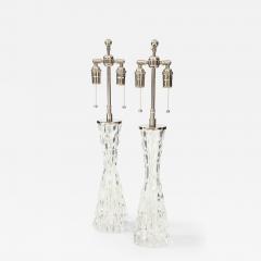Carl Fagerlund Extra Large Pair of 1970s Crystal Lamps by Carl Fagerlund for Orrefors  - 3295361