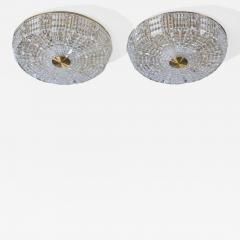 Carl Fagerlund Flush Mounts with Brass and Glass Sweden 1950s - 4770973