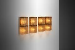 Carl Fagerlund Four Carl Fagerlund Brass and Glass Wall Lights for Orrefors Sweden 1960s - 3705761