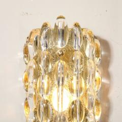 Carl Fagerlund Mid Century Modern Textural Glass Brass Sconces by Carl Fagerlund for Orrefors - 3925919