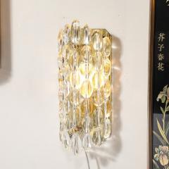 Carl Fagerlund Mid Century Modern Textural Glass Brass Sconces by Carl Fagerlund for Orrefors - 3925975