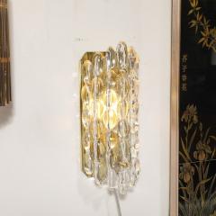 Carl Fagerlund Mid Century Modern Textural Glass Brass Sconces by Carl Fagerlund for Orrefors - 3925990