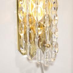 Carl Fagerlund Mid Century Modern Textural Glass Brass Sconces by Carl Fagerlund for Orrefors - 3926051