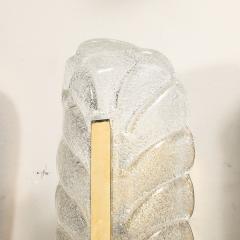 Carl Fagerlund Mid Century Mottled Glass Brass Leaf Sconces by Carl Fagerlund for Orrefors - 4142084
