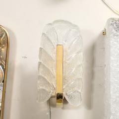 Carl Fagerlund Mid Century Mottled Glass Brass Leaf Sconces by Carl Fagerlund for Orrefors - 4489644