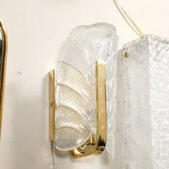 Carl Fagerlund Mid Century Mottled Glass Brass Leaf Sconces by Carl Fagerlund for Orrefors - 4489646