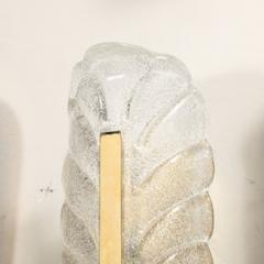 Carl Fagerlund Mid Century Mottled Glass Brass Leaf Sconces by Carl Fagerlund for Orrefors - 4489647