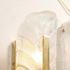 Carl Fagerlund Mid Century Mottled Glass Brass Leaf Sconces by Carl Fagerlund for Orrefors - 4489651