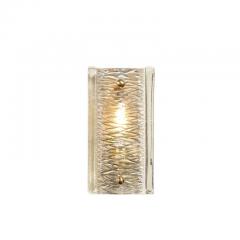 Carl Fagerlund Mid Century Textured Glass Brass Fitted Sconces by Carl Fagerlund for Orrefors - 3926245