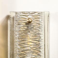 Carl Fagerlund Mid Century Textured Glass Brass Fitted Sconces by Carl Fagerlund for Orrefors - 3926249