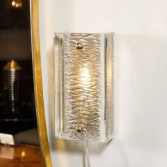 Carl Fagerlund Mid Century Textured Glass Brass Fitted Sconces by Carl Fagerlund for Orrefors - 3926250