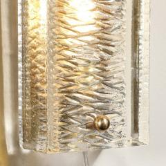 Carl Fagerlund Mid Century Textured Glass Brass Fitted Sconces by Carl Fagerlund for Orrefors - 3926283