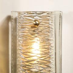 Carl Fagerlund Mid Century Textured Glass Brass Fitted Sconces by Carl Fagerlund for Orrefors - 3926288