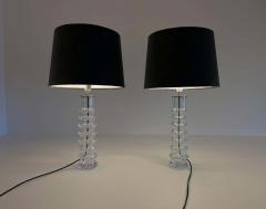 Carl Fagerlund Midcentury Pair of Crystal Lamps by Carl Fagerlund for Orrefors Sweden 1970s - 2330293