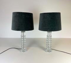 Carl Fagerlund Midcentury Pair of Crystal Lamps by Carl Fagerlund for Orrefors Sweden 1970s - 2330296