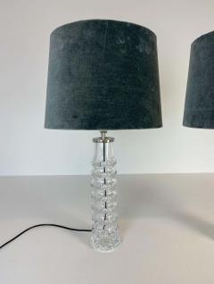 Carl Fagerlund Midcentury Pair of Crystal Lamps by Carl Fagerlund for Orrefors Sweden 1970s - 2330297