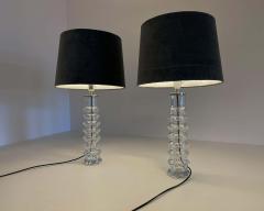 Carl Fagerlund Midcentury Pair of Crystal Lamps by Carl Fagerlund for Orrefors Sweden 1970s - 2330312