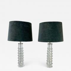 Carl Fagerlund Midcentury Pair of Crystal Lamps by Carl Fagerlund for Orrefors Sweden 1970s - 2332243