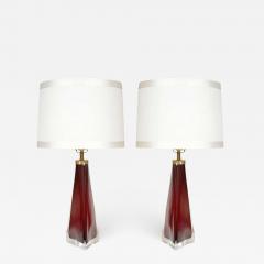 Carl Fagerlund Orrefors Triangular Ruby Glass Lamps - 837542