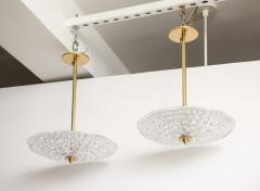 Carl Fagerlund Pair of 1950s Crystal and Brass Chandeliers by Carl Fagerlund for Orrefors  - 4716036