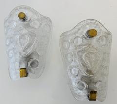 Carl Fagerlund Pair of Carl Fagerlund Orrefors 1950s Crystal Shield Mid Century Wall Lamps - 4036980