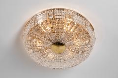 Carl Fagerlund Pair of Crystal Glass and Brass Ceiling Lamps by Carl Fagerlund Sweden ca 1950s - 4740135