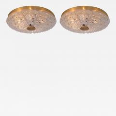 Carl Fagerlund Pair of Huge Flush Mount by Carl Fagerlund for Orrefors Glass and Brass - 551853