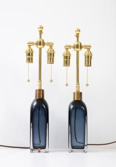 Carl Fagerlund Pair of Orrefors Sapphire Blue Lamps  - 2805419