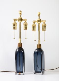 Carl Fagerlund Pair of Orrefors Sapphire Blue Lamps  - 2805420