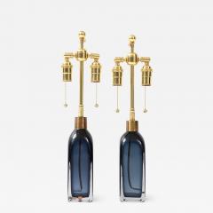 Carl Fagerlund Pair of Orrefors Sapphire Blue Lamps  - 2813213