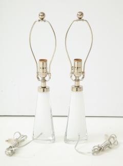 Carl Fagerlund Pair of White Crystal Lamps by Orrefors  - 1135857