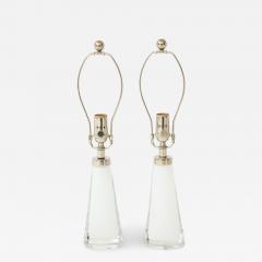 Carl Fagerlund Pair of White Crystal Lamps by Orrefors  - 1136266