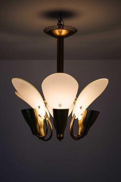 Carl Fagerlund Scandinavian Ceiling Lamp in Opaline Glass Brass by Carl Fagerlund 1950s - 4699356