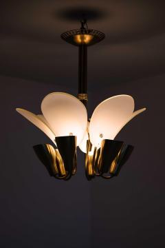 Carl Fagerlund Scandinavian Ceiling Lamp in Opaline Glass Brass by Carl Fagerlund 1950s - 4699414