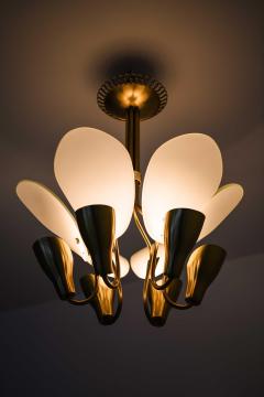 Carl Fagerlund Scandinavian Ceiling Lamp in Opaline Glass Brass by Carl Fagerlund 1950s - 4699420