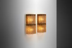 Carl Fagerlund Set of Two Carl Fagerlund Brass and Glass Wall Lights for Orrefors Sweden 1960s - 3731369