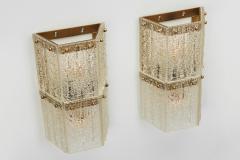 Carl Fagerlund Set of Two Carl Fagerlund Brass and Glass Wall Lights for Orrefors Sweden 1960s - 3731371