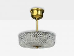 Carl Fagerlund Style Pendant Light Brass Textured Glass Sweden 1960s - 4696028