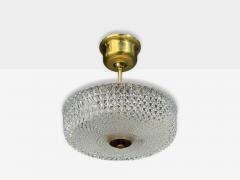 Carl Fagerlund Style Pendant Light Brass Textured Glass Sweden 1960s - 4696029